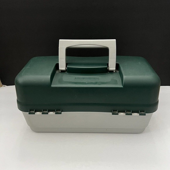 Plano 5300 3-Tray Tackle Box Green Brass Bailed Lockable Plastic Fishing Storage - Picture 4 of 12